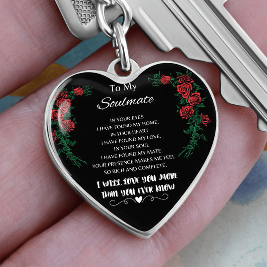 To My Soulmate | Personalized Heart Key Chain with Engraving Option