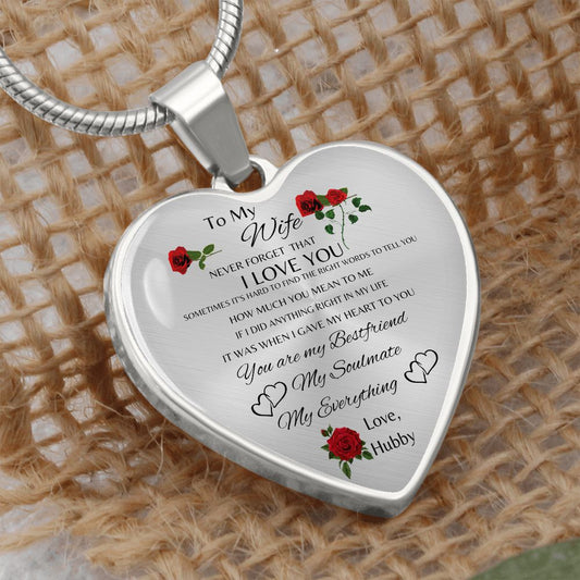 To My Wife Never Forget I Love You | Graphic Heart Keychain
