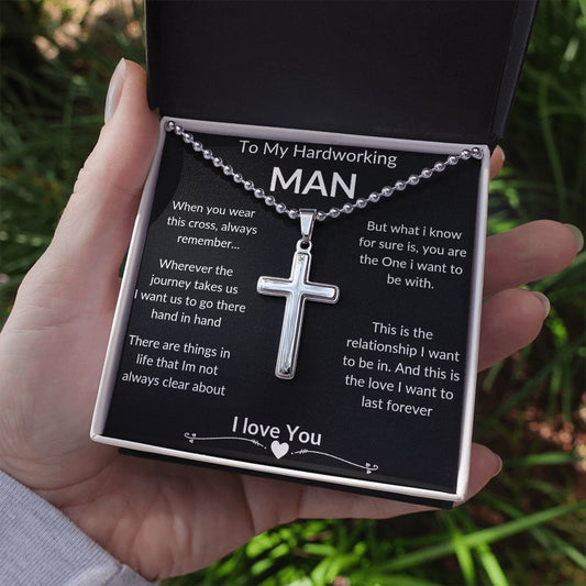 TO MY HARDWORKING MAN | PERSONALIZED ENGRAVED CROSS NECKLACE