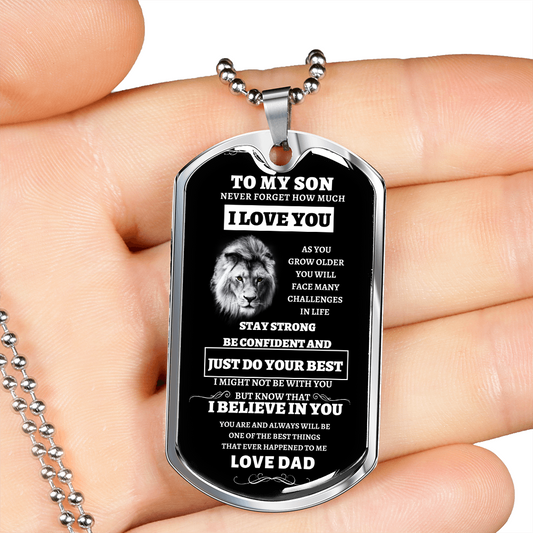 Son Believe in Yourself | From Dad | Luxury Military Necklace