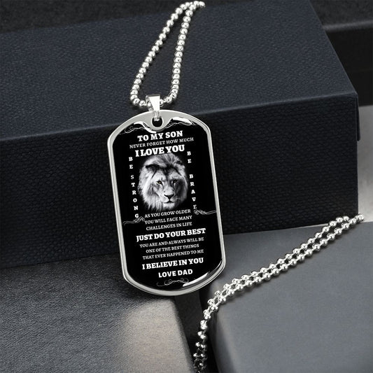 Son, Just Do Your Best | From Dad | Dog Tag Necklace