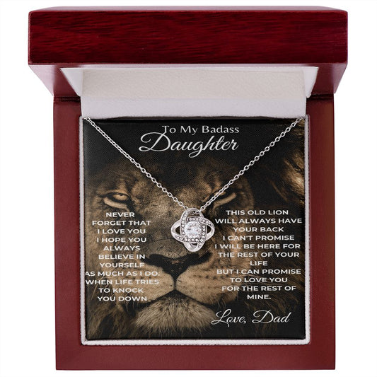 To My Badass Daughter | Never Forget I Love You | Love Dad | Love Knot Necklace