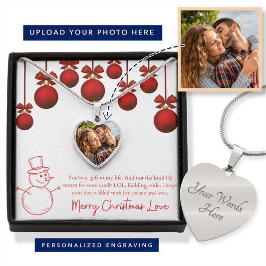 Merry Christmas Love | Personalized Necklace with Photo Option