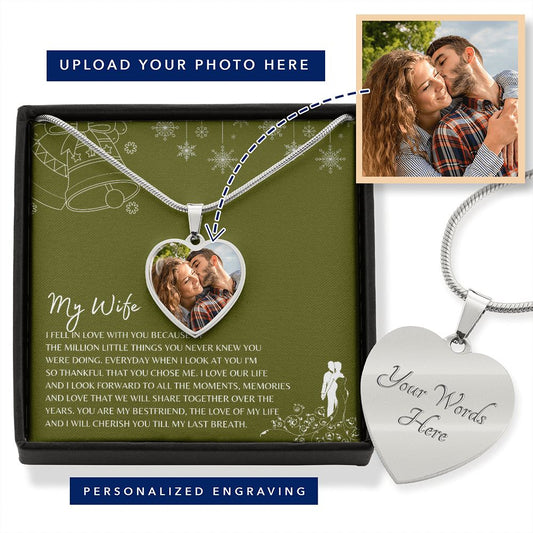 To My Beautiful Wife | Personalized Heart Necklace with Own Photo